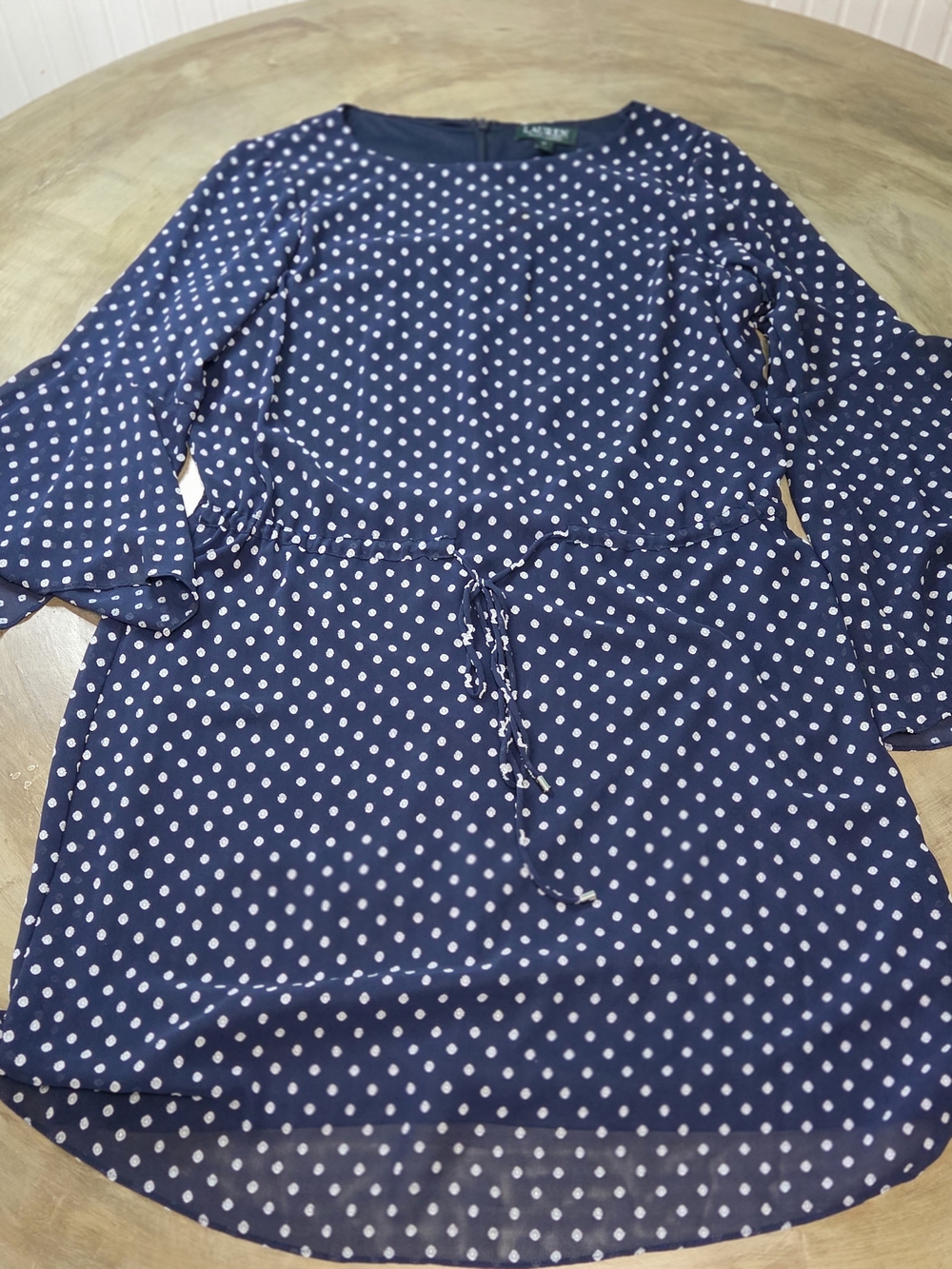 Lauren Ralph Lauren Navy Blue Floral Dot Midi Dress